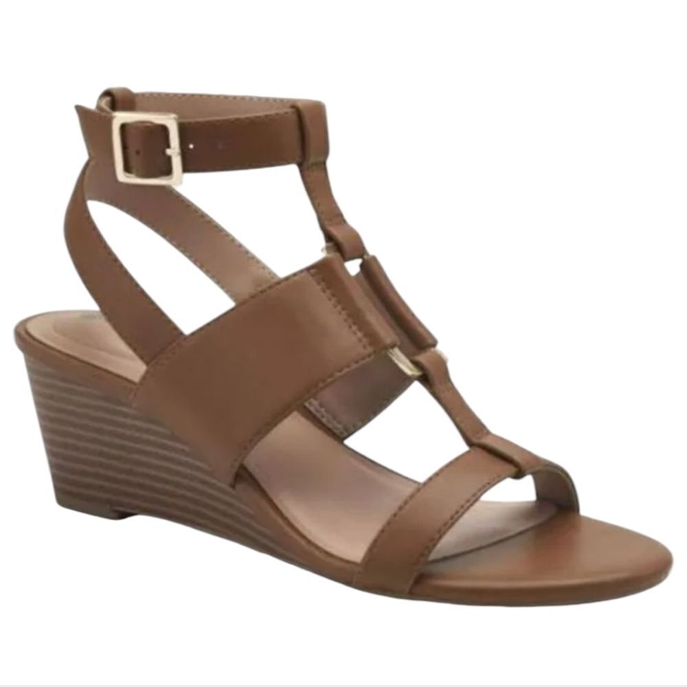 NEW Giani Bernini Christaap Wedge Sandals Cognac Brown Size 8.5
